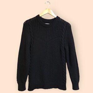 Christina Lehr Black Henry Chunky Knit Cotton Sweater Peru Designer Women’s 2